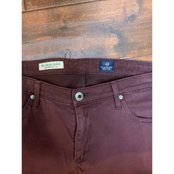 AG Adriano Goldschmied Maroon Stevie Ankle Slim Straight Leg Jeans Size 31 - Picture 2 of 5